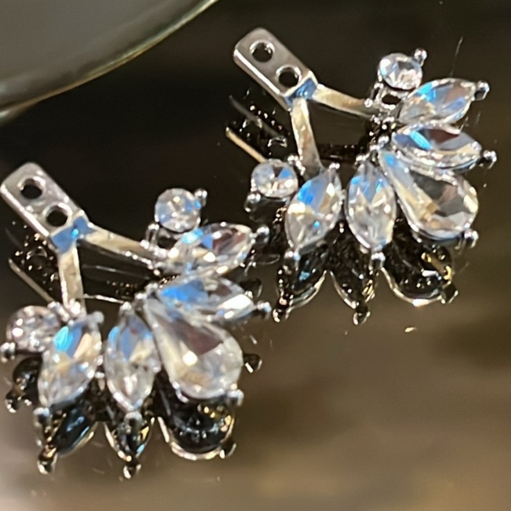 Silver Crystal Earring Jackets
